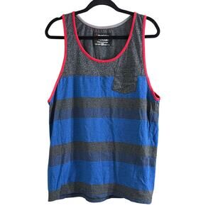 American Crusader Men's Blue Gray Red Striped Tank Top Size Extra Large XL